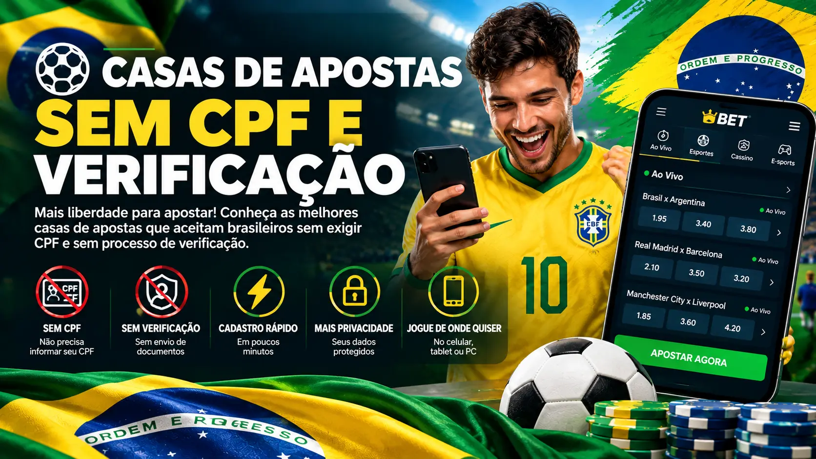 Casas de Apostas Sem CPF — Plataformas Sem Verificação